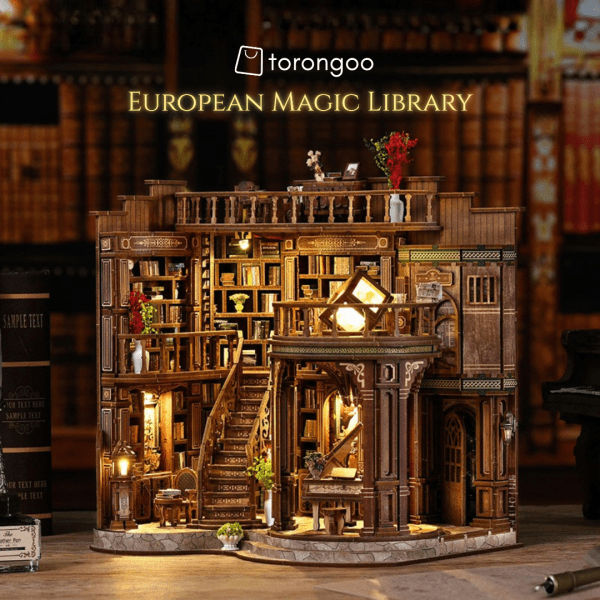 DIY European Magic Library – 3D Wooden Book Nook Insert